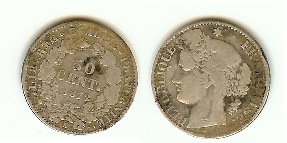 50 centimes Cérès, Troisième République 1872K -TB